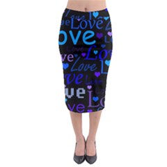 Blue Love Pattern Midi Pencil Skirt by Valentinaart