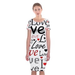 Love Pattern - Red Classic Short Sleeve Midi Dress by Valentinaart