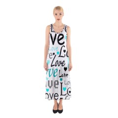 Love Pattern - Cyan Sleeveless Maxi Dress by Valentinaart