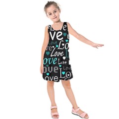 Valentine s Day Pattern - Cyan Kids  Sleeveless Dress by Valentinaart