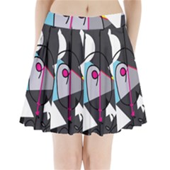 Abstract Bird Pleated Mini Skirt by Moma