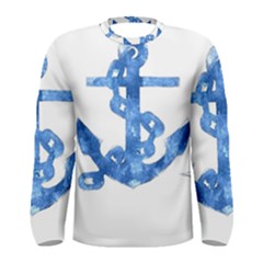 Anchor Aquarel Painting Art, Soft Blue Men s Long Sleeve Tee by picsaspassion