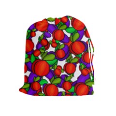 Peaches And Plums Drawstring Pouches (extra Large) by Valentinaart