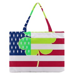 Usa Ireland American Flag Shamrock Irish Funny St Patrick Country Flag  Medium Zipper Tote Bag by yoursparklingshop