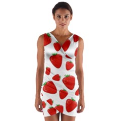 Decorative Strawberries Pattern Wrap Front Bodycon Dress by Valentinaart