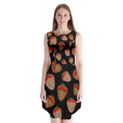 Chocolate Strawberries Pattern Sleeveless Chiffon Dress   by Valentinaart