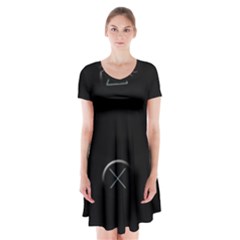 Joystick  Short Sleeve V-neck Flare Dress by Valentinaart