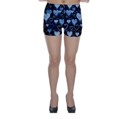 Blue Harts Pattern Skinny Shorts by Valentinaart