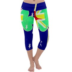 St  Patrick Australia And Ireland Irish Shamrock Australian Country Flag  Capri Yoga Leggings by yoursparklingshop