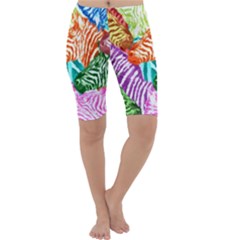 Zebra Colorful Abstract Collage Cropped Leggings  by Amaryn4rt