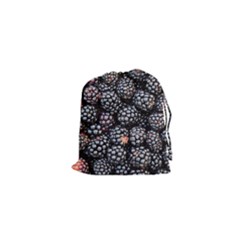 Blackberries Background Black Dark Drawstring Pouches (xs)  by Amaryn4rt