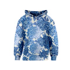 Blue Flowers Kids  Pullover Hoodie by Brittlevirginclothing