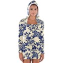 Vintage Blue Drawings On Fabric Women s Long Sleeve Hooded T-shirt View1