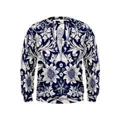 Deep Blue Flower Kids  Sweatshirt by Brittlevirginclothing