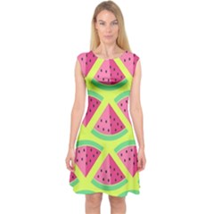 Lovely Watermelon Capsleeve Midi Dress by Brittlevirginclothing