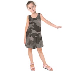 Background For Scrapbooking Or Other Camouflage Patterns Beige And Brown Kids  Sleeveless Dress by Nexatart