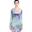 Blue hipster pattern Long Sleeve Velvet Bodycon Dress View1