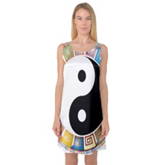 Yin Yang Eastern Asian Philosophy Sleeveless Satin Nightdress by Nexatart