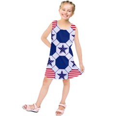 Patriotic Symbolic Red White Blue Kids  Tunic Dress by Nexatart