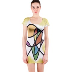 Art Abstract Exhibition Colours Short Sleeve Bodycon Dress by Nexatart