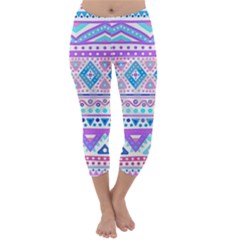 Tribal Pastel Hipster  Capri Winter Leggings  by Brittlevirginclothing