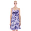 Electric white and blue roses Spaghetti Strap Velvet Dress View1