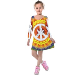 Peace Art Artwork Love Dove Kids  Long Sleeve Velvet Dress by Nexatart