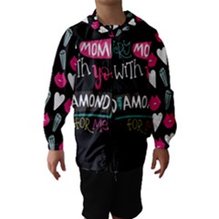 My Every Moment Spent With You Is Diamond To Me / Diamonds Hearts Lips Pattern (black) Hooded Wind Breaker (kids) by FashionFling