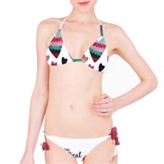 You Are My Beat / Pink And Teal Hearts Pattern (white)  Bikini Set by FashionFling