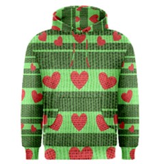 Fabric Christmas Hearts Texture Men s Pullover Hoodie by Nexatart