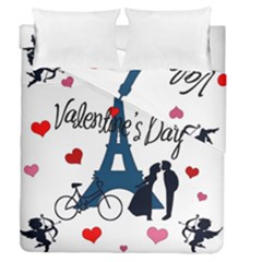 Valentine s Day - Paris Duvet Cover Double Side (queen Size) by Valentinaart