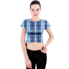 Textile Structure Texture Grid Crew Neck Crop Top by Nexatart