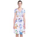 Colorful Prismatic Rainbow Animal Short Sleeve Front Wrap Dress View1