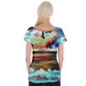 Ocean Waves Birds Colorful Sea Women s Cap Sleeve Top View2