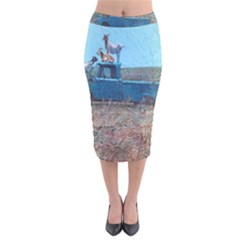 Goats On A Pickup Truck Velvet Midi Pencil Skirt by digitaldivadesigns