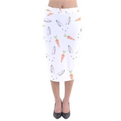 Rabbit Carrot Pattern Weft Step Velvet Midi Pencil Skirt by Amaryn4rt