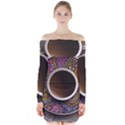 Ethnic Pattern Ornaments And Coffee Cups Vector Long Sleeve Off Shoulder Dress View1