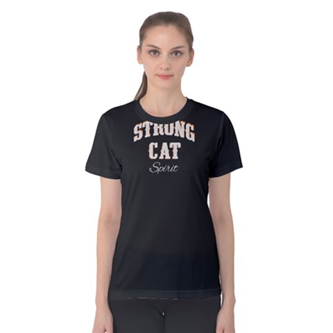 Black Strong Cat Spirit Women s Cotton Tee by FunnySaying