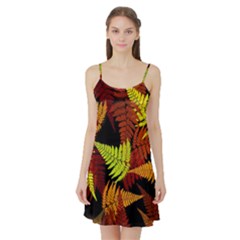 3d Red Abstract Fern Leaf Pattern Satin Night Slip by Amaryn4rt