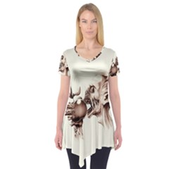 Zombie Apple Bite Minimalism Short Sleeve Tunic  by Simbadda