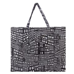 Recursive Subdivision Between 5 Source Lines Screen Black Zipper Large Tote Bag by Simbadda