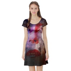 David Bowie  Short Sleeve Skater Dress by Valentinaart