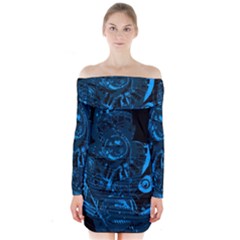 Warrior - Blue Long Sleeve Off Shoulder Dress by Valentinaart