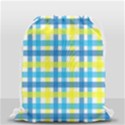 Gingham Plaid Yellow Aqua Blue Drawstring Bag (Small) View1
