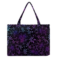 Retro Flower Pattern Design Batik Medium Zipper Tote Bag by Simbadda