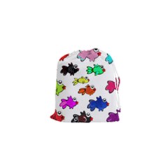 Fishes Marine Life Swimming Water Drawstring Pouches (xs)  by Simbadda