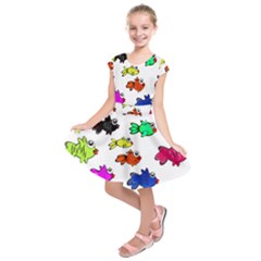 Fishes Marine Life Swimming Water Kids  Short Sleeve Dress by Simbadda