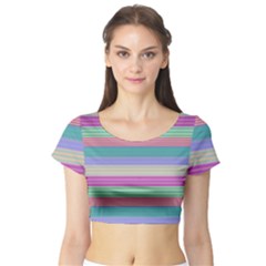 Backgrounds Pattern Lines Wall Short Sleeve Crop Top (tight Fit) by Simbadda