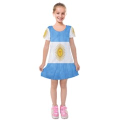 Argentina Texture Background Kids  Short Sleeve Velvet Dress by Simbadda