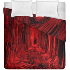 Tunnel Red Black Light Duvet Cover Double Side (king Size) by Simbadda